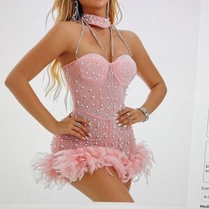 Elegant Pink Embellished Dress